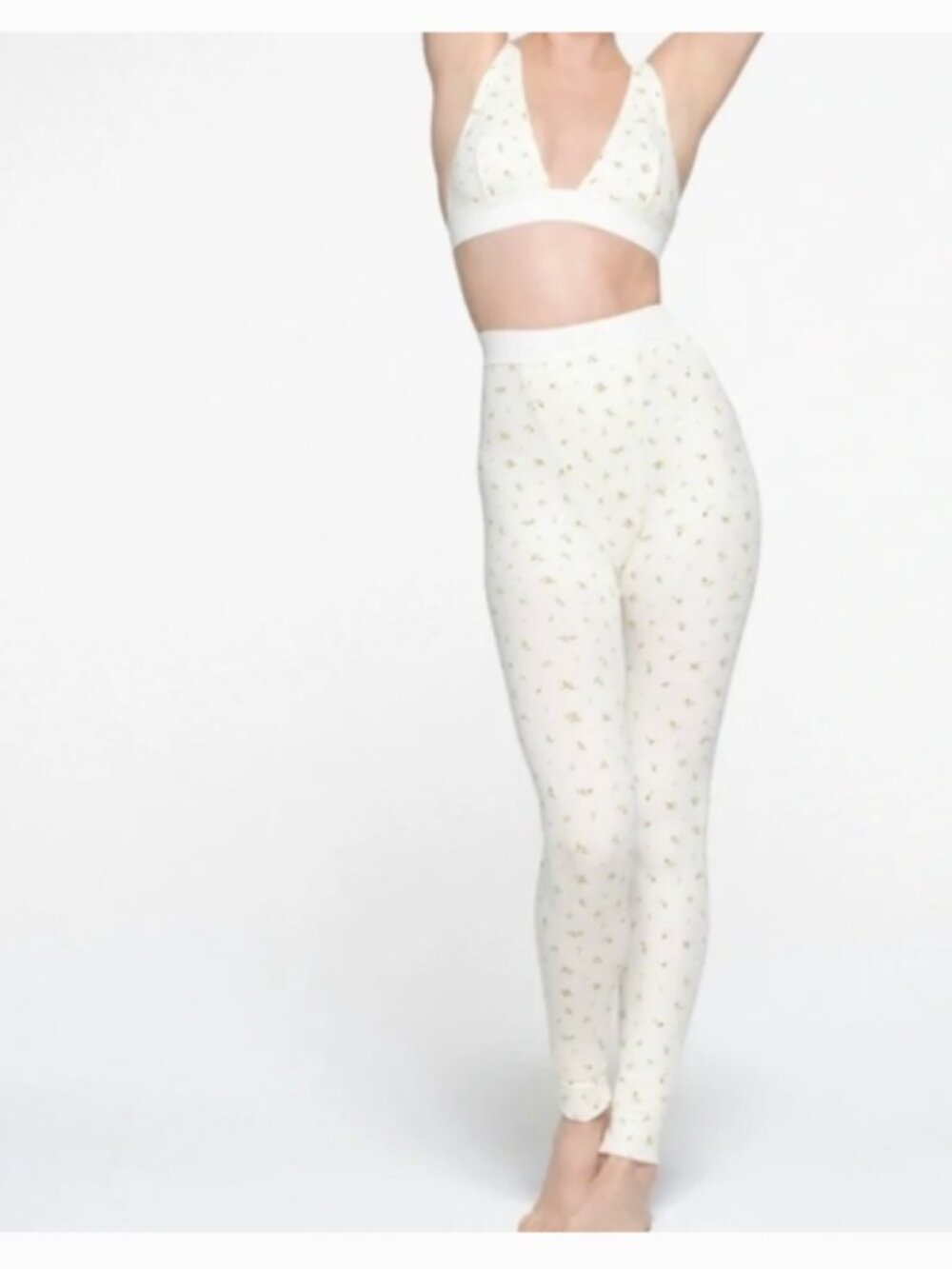SKIMS Cotton Rib Leggings – Marigold Rosebud Print